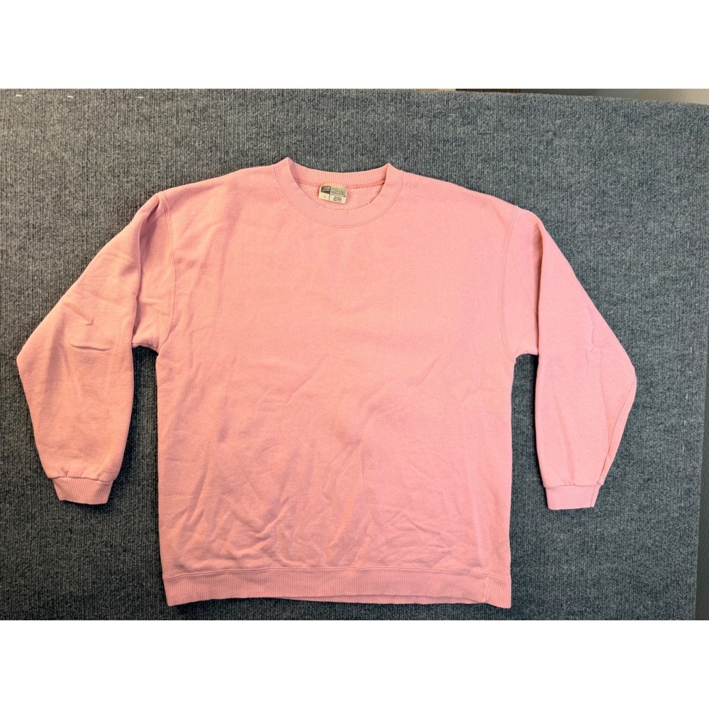 Vintage Cheetah Sweatshirt Mens Large Pink Cotton Crewneck Pullover Made in USA